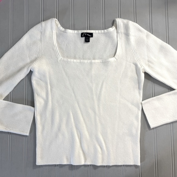 Art Class Ribbed Square Neck Long Sleeve Sweater Girls XL 14 White Casual NWOT - Picture 1 of 8